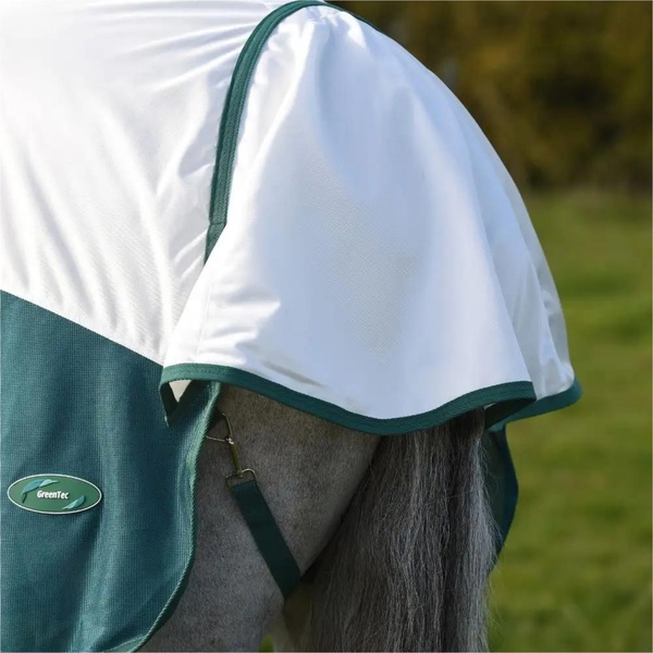 Weatherbeeta Green-Tec Airflow Mesh Combo Neck Rug & Free Fly Mask Bundle 1024531 - White Bottle Green
